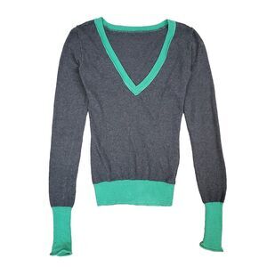 Vintage Y2K Deep V-neck Sweater Cashmere Blend Preppy Bella Swan Elena Gilbert